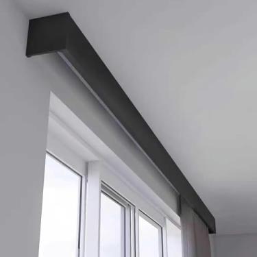 Imagem de Cortina de teto, sanefa de cortina de alumínio, cortina de liga de alumínio, varão de trilho de cortina reta para varanda, escritório, capa de mastro de cortina de decoração de casa (cinza, 650 cm)