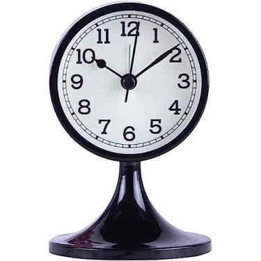 Imagem de Relógio digital multifuncional simples para quarto, despertador silencioso alimentado por bateria, relógio mudo de metal antigo, sala de estar, quarto, relógio de mesa-A