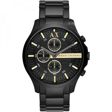 Imagem de A|X Armani Exchange Relógio cronógrafo masculino; relógio masculino com pulseira de couro, aço inoxidável ou silicone, Preto/dourado, Relógio de quartzo, cronógrafo