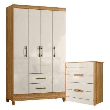 Imagem de Guarda Roupa Solteiro Paraty E Cômoda Dhara Freijó Off White - Moval