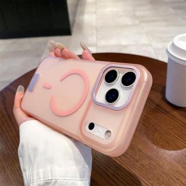 Imagem de Capa magnética fosca translúcida colorida para iPhone 17 Air 16 15 14 13 Pro Max Plus com carregamento sem fio, rosa, para iPhone 17 Pro