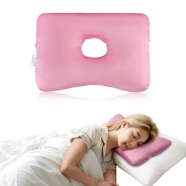 Imagem de Travesseiro de cetim para piercing de orelha – Travesseiro removível lavável para pessoas que dormem de lado, almofada de dormir lateral donut para alívio da dor, dor de pressão, protetor de ouvido