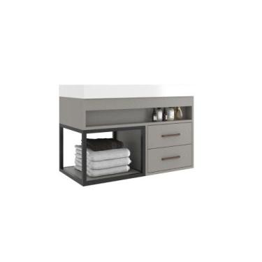 Imagem de Balcão Banheiro 2 Gavetas New 80cm MDF Cuba Marmorite - Belizze Móveis