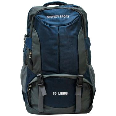 Imagem de Mochila Camping Para Trilha Viagem Reforçada Tática Múltiplos Bolsos 60l - Camping - Convoy Azul