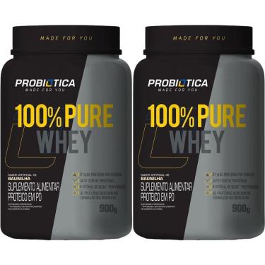 Imagem de Kit 2X 100% Pure Whey Nova Fórmula - 900g Baunilha - Probiótica-Masculino
