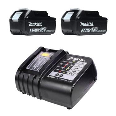 Imagem de Kit 2 Baterias Íons de Lítio 18V 3.0Ah BL1830 e Carregador DC18SD Maki