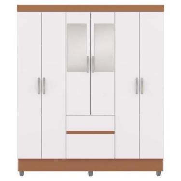 Imagem de Guarda Roupa Casal 6P 2G Espelho 153 cm Branco Camarim VLR - Milani St