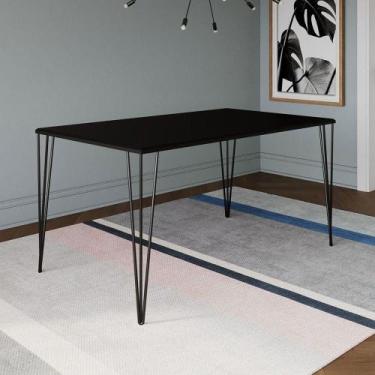 Imagem de Mesa De Jantar Elen Retangular Tampo De Madeira 150x90cm Preto - Móvei