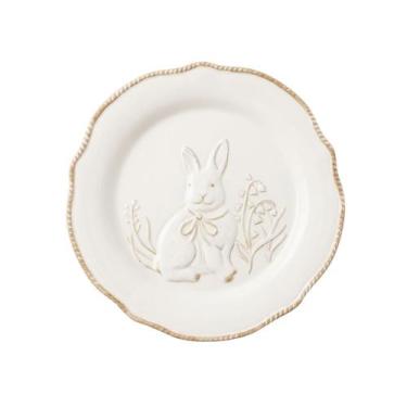 Imagem de Prato sobremesa redondo coelho branco ceramica tok da casa