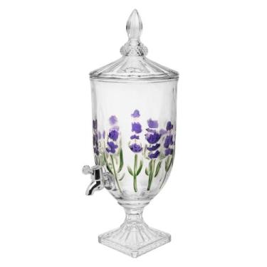 Imagem de Suqueira com Pé e Tampa Lavanda Hand Painting 4,5L Cristal - Lyor - Ro