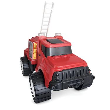 Imagem de Brinquedo Caminhão de Bombeiro Tamanho Grande com Escada Móvel Vermelho para Crianças Draik