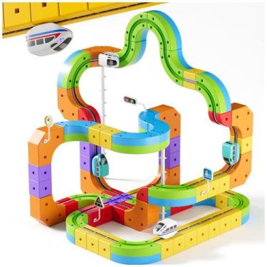 Imagem de YOOIU Trem Elétrico 3D 55 Peças Brinquedo de Trilho STEM