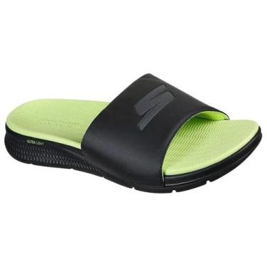 Imagem de Chinelo Gáspea Skechers Go Consistent Masculino Preto, Preto verde lim