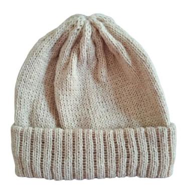 Imagem de Touca / Gorro de Lã para Bebê - Artesanato, Nuvem, Bege claro