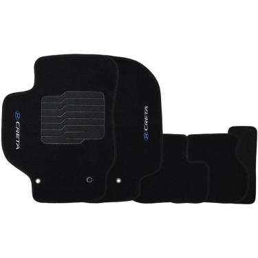 Imagem de Jogo de Tapete Automotivo Carpete Hyundai Creta 2017 à 2019 Soft Logo Bordado 5 Peças