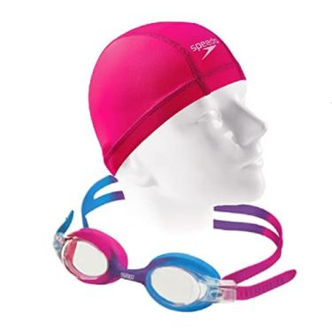 Imagem de Kit Natação Speedo Óculos Quick Infantil + Touca Xtrafit Tecido Confortável (óculos rosa)