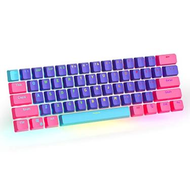 Imagem de CJXSP PBT 61 60% de teclas de perfil OEM, conjunto de teclas retroiluminadas Cherry MX RGB para teclado mecânico de 60% Anne Pro 2/Poker/RK61/Ganss Alt61 (pêssego rosa)