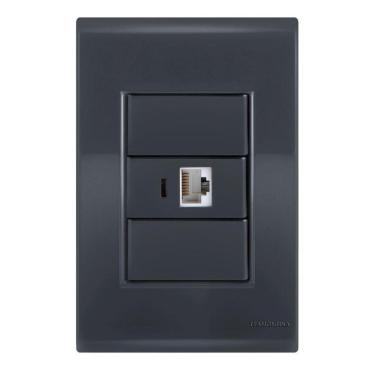 Imagem de Conjunto 1 Tomada Rede Rj45 - Tramontina Liz Grafite