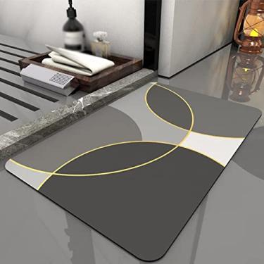 Imagem de SHENGANG Tapete de banho Tapete de banheiro antiderrapante de secagem rápida Banheira Área Lateral Tapetes Diatomita Capacho para casa Tapete de cozinha, 3,40x60cm