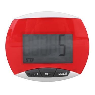 Imagem de Contador de degraus para idosos, 3D simples contador de passos, pedômetro para exercícios de caminhada com clipe, contador de degraus de caloria portátil profissional com tela LCD transparente (vermelho)