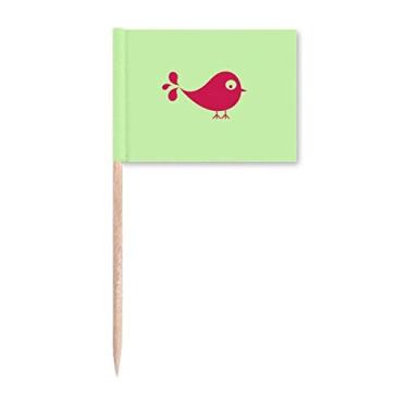 Imagem de Marcador de palito de dente de desenho pequeno pardal rosa decoração de festa