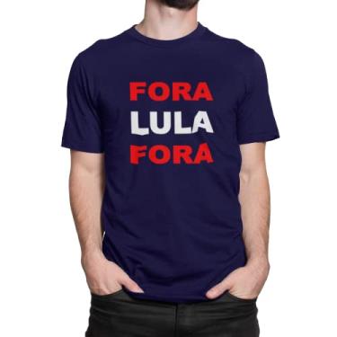 Imagem de Camiseta Estampada Fora Lula Masculina Azul Tamanho:GG