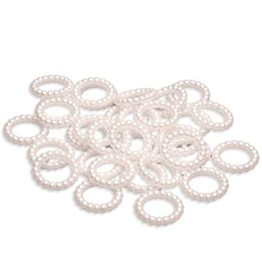 Imagem de NYBC Porta Guardanapo Argola De Pérola 25mm C/ 50 Unidades - Branco (Com Possível Tom De Rosa), Redondo, Perlado, Moderno, Material Com Acabamento Perlado