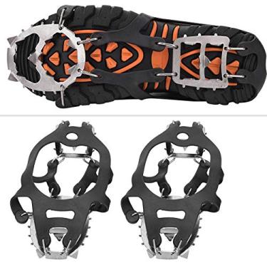 Imagem de Junlucki Crampons 18 dentes antiderrapantes, pontas antiderrapantes, 1 par de borracha elástica para escalar neve montanha (M)