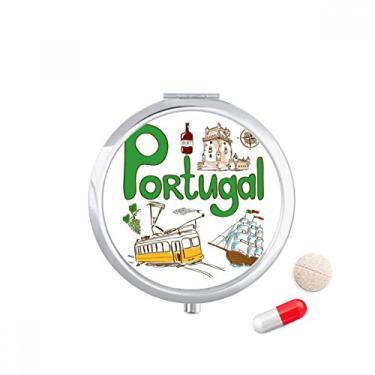 Imagem de Porta-comprimidos com símbolo nacional de Portugal, caixa de armazenamento de medicamentos