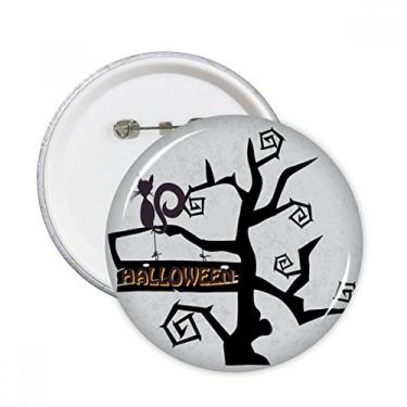 Imagem de Emblema de Halloween Cat Hallowmas Árvore redonda Pinos Emblema Acessório Decoração 5 peças