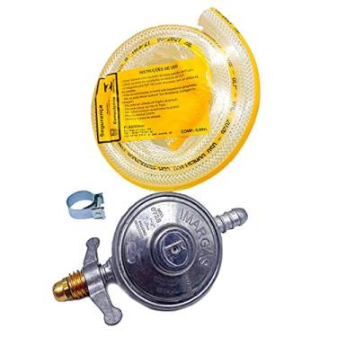 Imagem de Kit Regulador De Gás e Mangueira Registro Para Botijão de Cozinha 1 kg