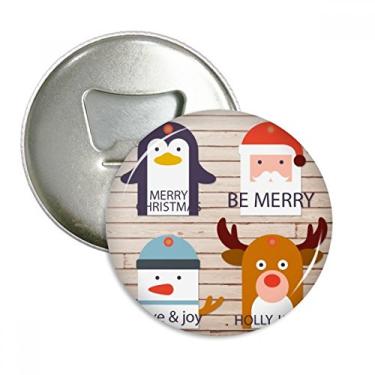 Imagem de Merry Christmas Tree Rena Retrato Abridor de garrafa redondo Pinos Ímãs de geladeira Presente 3 peças
