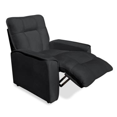 Imagem de Poltrona do Papai Reclinável Manual Comfort Veludo Cinza Escuro - Montanaris Decor