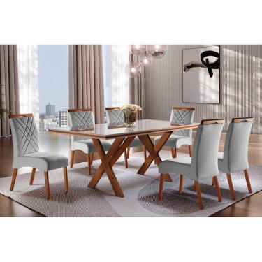 Imagem de Sala de Jantar Madeira Maciça com 6 cadeiras 2,0x1,0m - Jade - Requinte Salas
