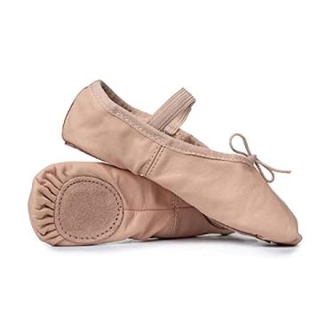 Imagem de Sapatos de balé de couro adulto com sola dividida T2700, rosa, 2