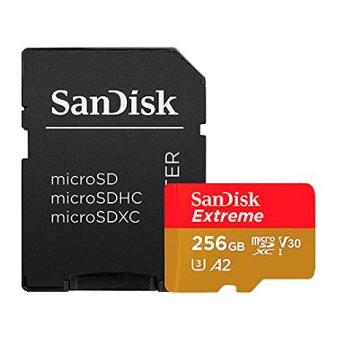Imagem de Cartão de memória SanDisk 256 GB Extreme microSDXC UHS-I com adaptador - C10, U3, V30, 4K, A2, Micro SD - SDSQXA1-256G-GN6MA