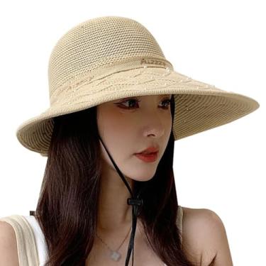 Imagem de Boné de praia moderno pescador - chapéu de sol leve portátil, aba larga moda respirável boné de verão cloche à prova de sol, Bege 39, Tamanho Único