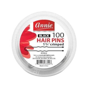 Imagem de ANNIE 100 PÇS DE CABELO PRETO COM BORDA PRETA CRIMPADO, 4,5 cm #3322