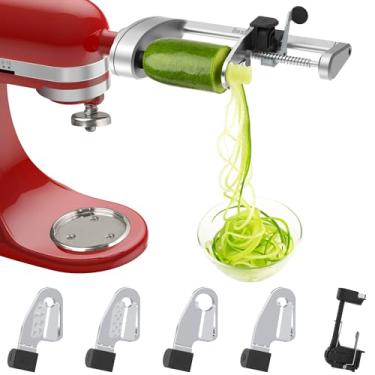 Imagem de Bestand Acessório espiralizador (5 lâminas) compatível com batedeira KitchenAid, vem com casca, núcleo e fatia, fatiador de vegetais (não espiralizador da marca KitchenAid)
