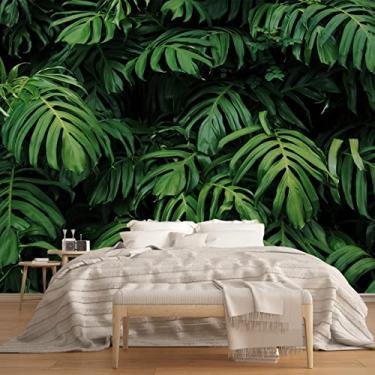 Imagem de MFWFM Papel de parede Tropical Monstera folha de bananeira mural papel de parede para sala de estar quarto TV fundo cobertura de parede