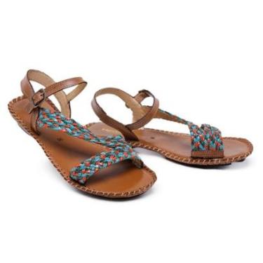 Imagem de Sandalia Feminina Ortopedica Couro Rasteirinha Artesanal Confortável Cor-Feminino