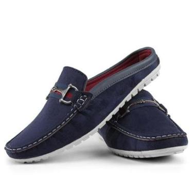 Imagem de Mocassim Mule Masculino Em Camurça La Faire  - Azul-Masculino