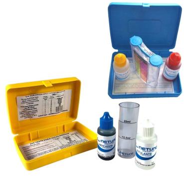 Imagem de Kit Estojo Medidor Teste De Alcalinidade Ph e Cloro Para Água Piscinas - Netuno