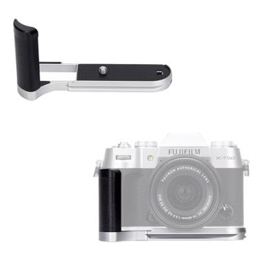 Imagem de JJC Suporte L de metal sólido para câmera Fuji Fujifilm X-T50, com placa de liberação rápida Arca Swiss, orifícios para tripé e alça de mão, prata
