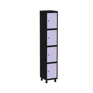 Imagem de Roupeiro em Aço Mt 1v 4 Portas - Pitão Preto/Lilás