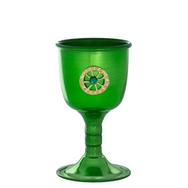 Imagem de META ATACADO, Cálice Ritual Umbanda Alumínio 14cm 200ml - Escolha a Cor Cor:Roda Cigana Esmeralda