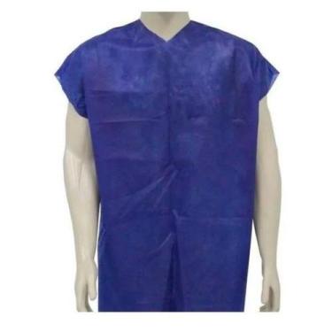 Imagem de Avental Descartável TNT 30g Manga Curta Azul com 50 Unidades - Dejamar