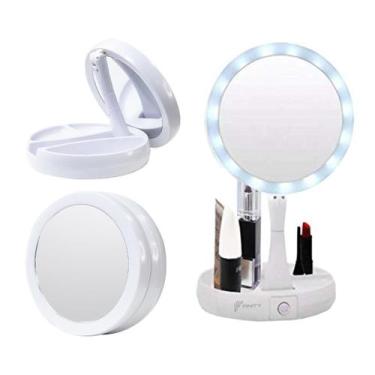 Imagem de Espelho De Mesa Dupla Face Branco Com Led - Mirror