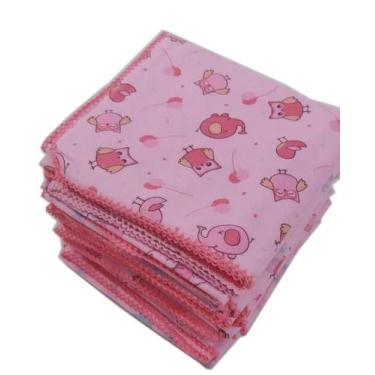 Imagem de Kit 4 Cueiro 4 Toalha Banho 10 Fralda Travesseiro Menina - Dugu