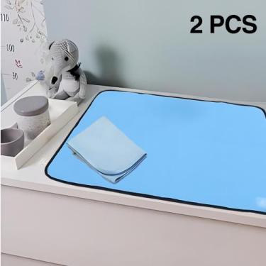 Imagem de 2 Protetores de Colchão 100x70 Absorventes Laváveis Azul para Desfrald
